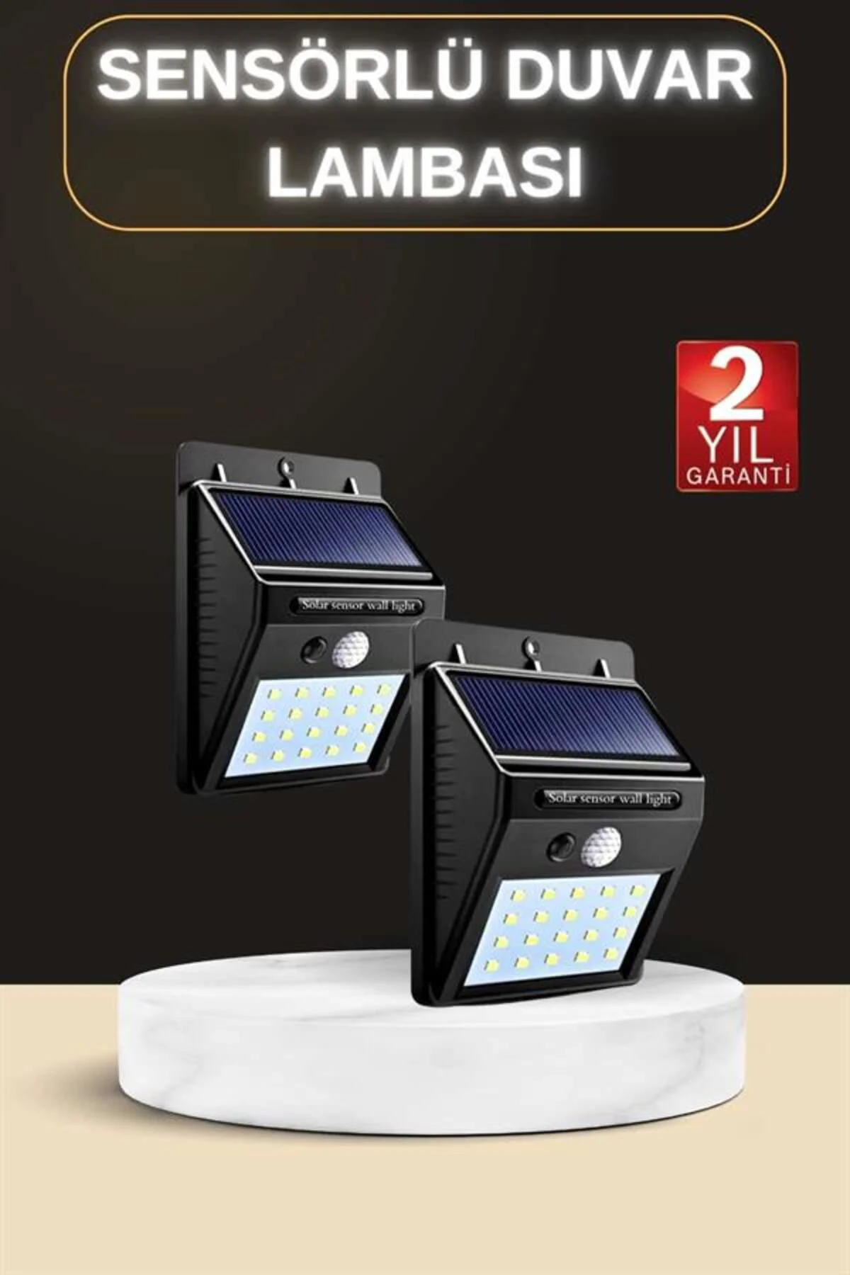 Bahçe Aydınlatma Sensörlü Güneş Enerjili Duvar Lambası 40 Led Işı