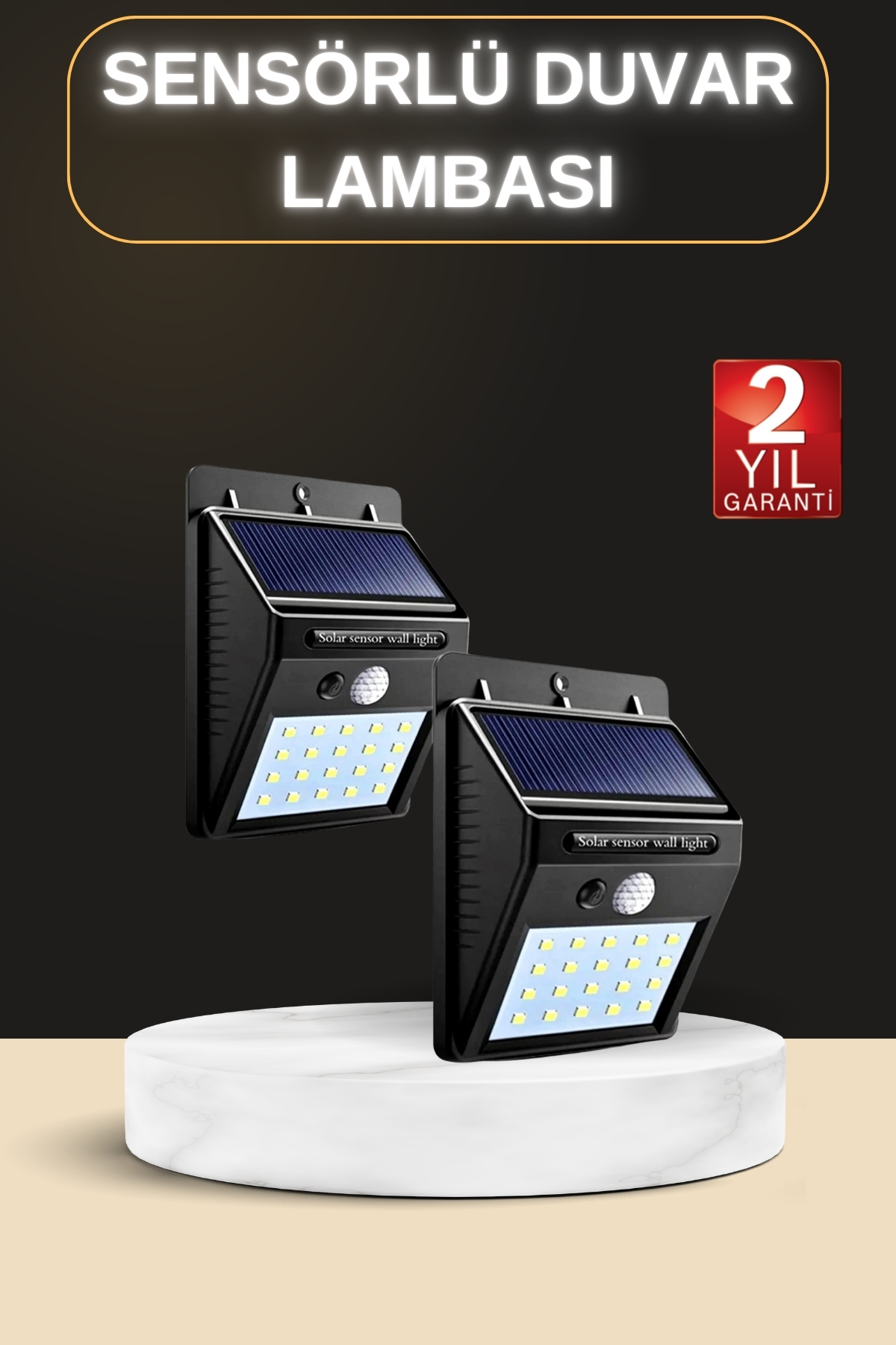 Bahçe Aydınlatma Sensörlü Güneş Enerjili Duvar Lambası 40 Led Işı