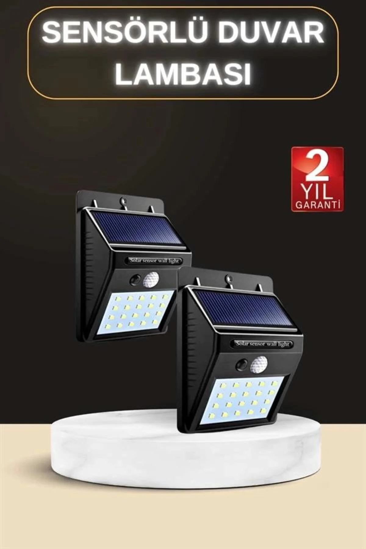 Bahçe Aydınlatma Sensörlü Güneş Enerjili Duvar Lambası 40 Led Işı