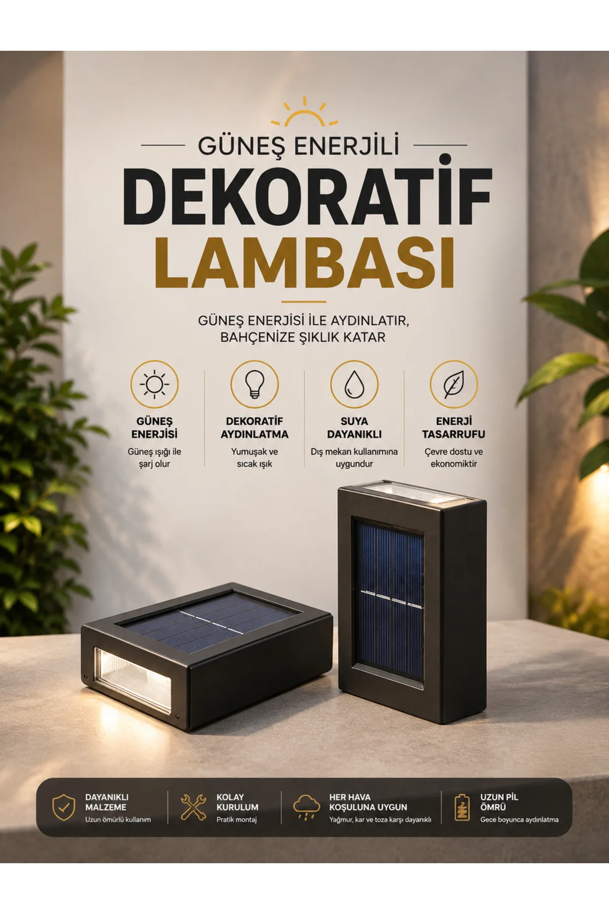 Bahçe Aydınlatması Solar Güneş Enerjili Dekoratik Led Işıklı Lamb