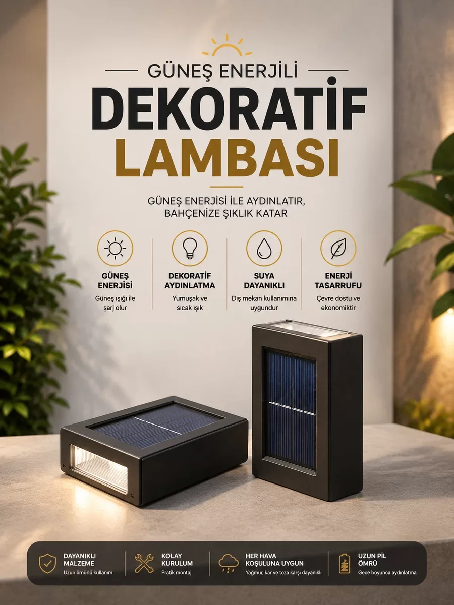 Bahçe Aydınlatması Solar Güneş Enerjili Dekoratik Led Işıklı Lamb