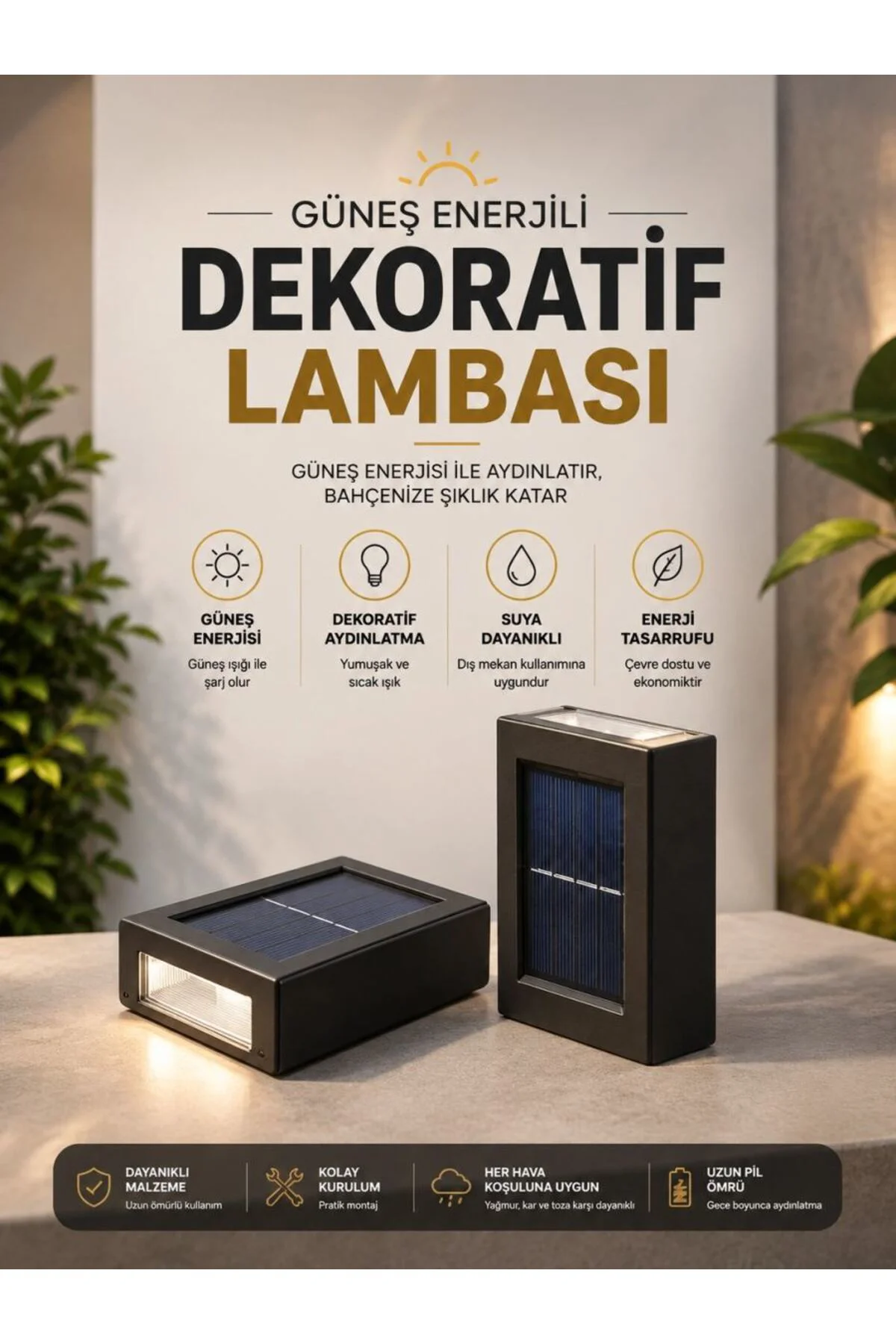 Bahçe Aydınlatması Solar Güneş Enerjili Dekoratik Led Işıklı Lamb