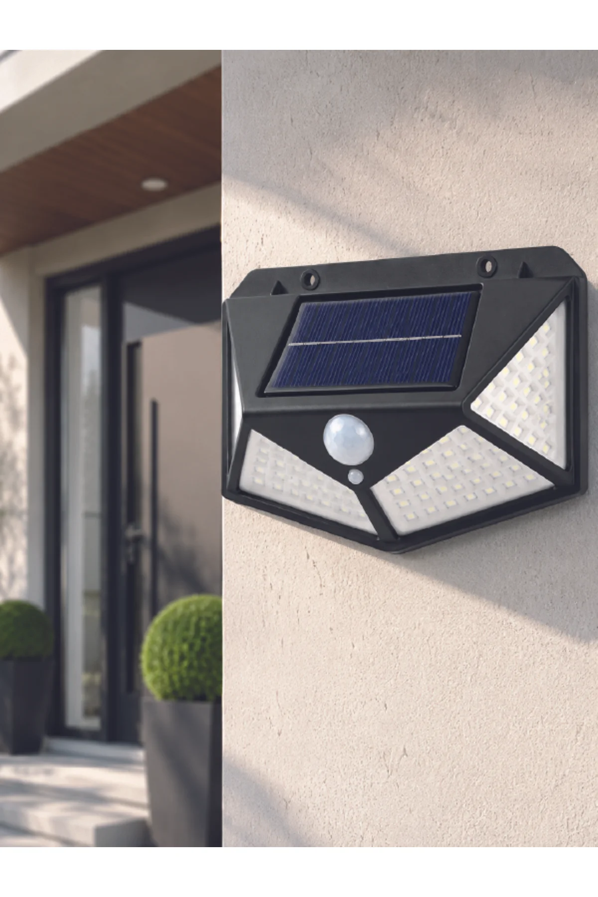 Bahçe Balkon Garaj ve Girişler İçin Güneş Enerjili Hareket Sensörlü LED Duvar Lambası - Görsel 4