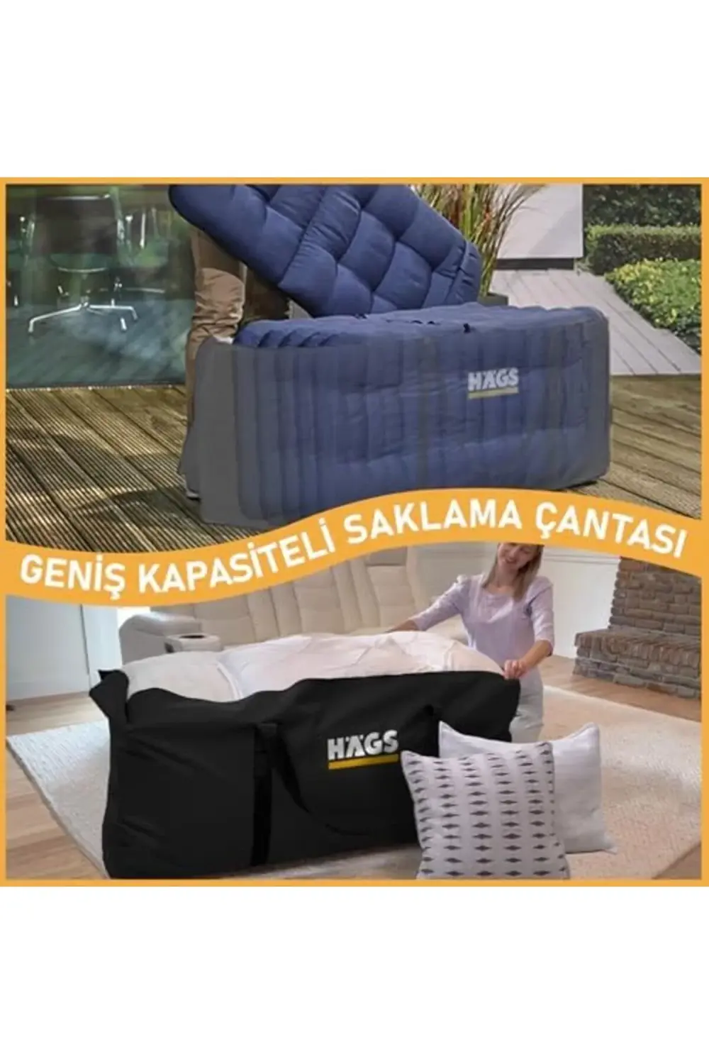 Bahçe Mobilya Yastığı, Minderi Saklama Çantası Büyük Boy Hurç, Ya