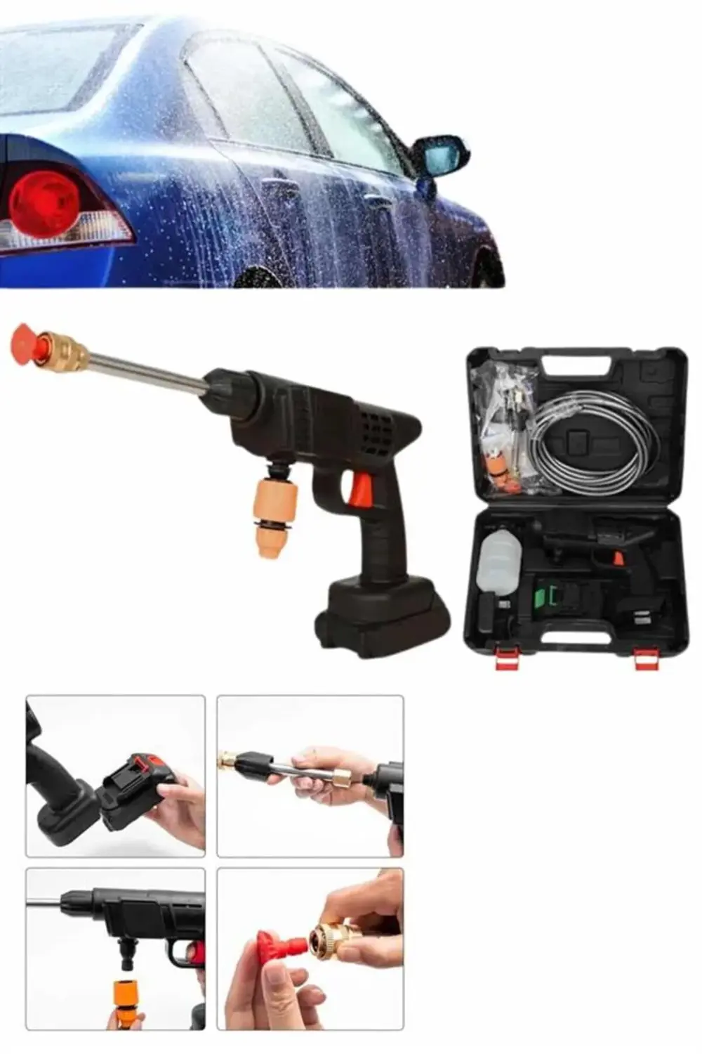 Bahçe Sulama Tabancası Makinesi Yüksek Basınçlı Akülü Yıkama Maki