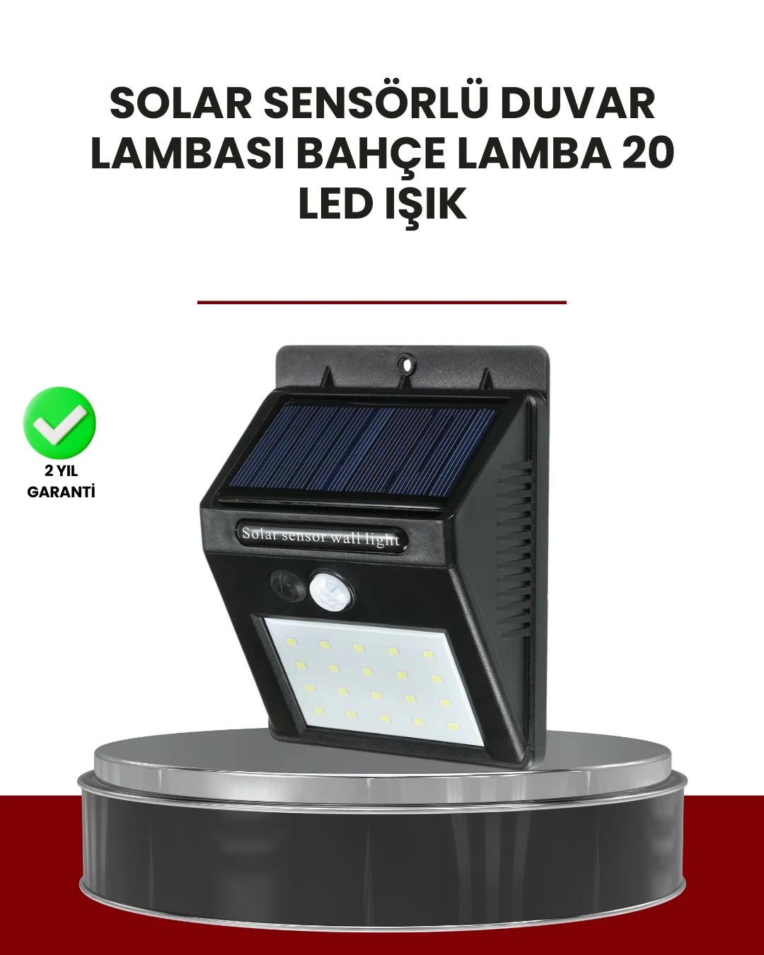 Bahçe ve Dış Mekanlar İçin Güneş Enerjili 20 LED Hareket Sensörlü