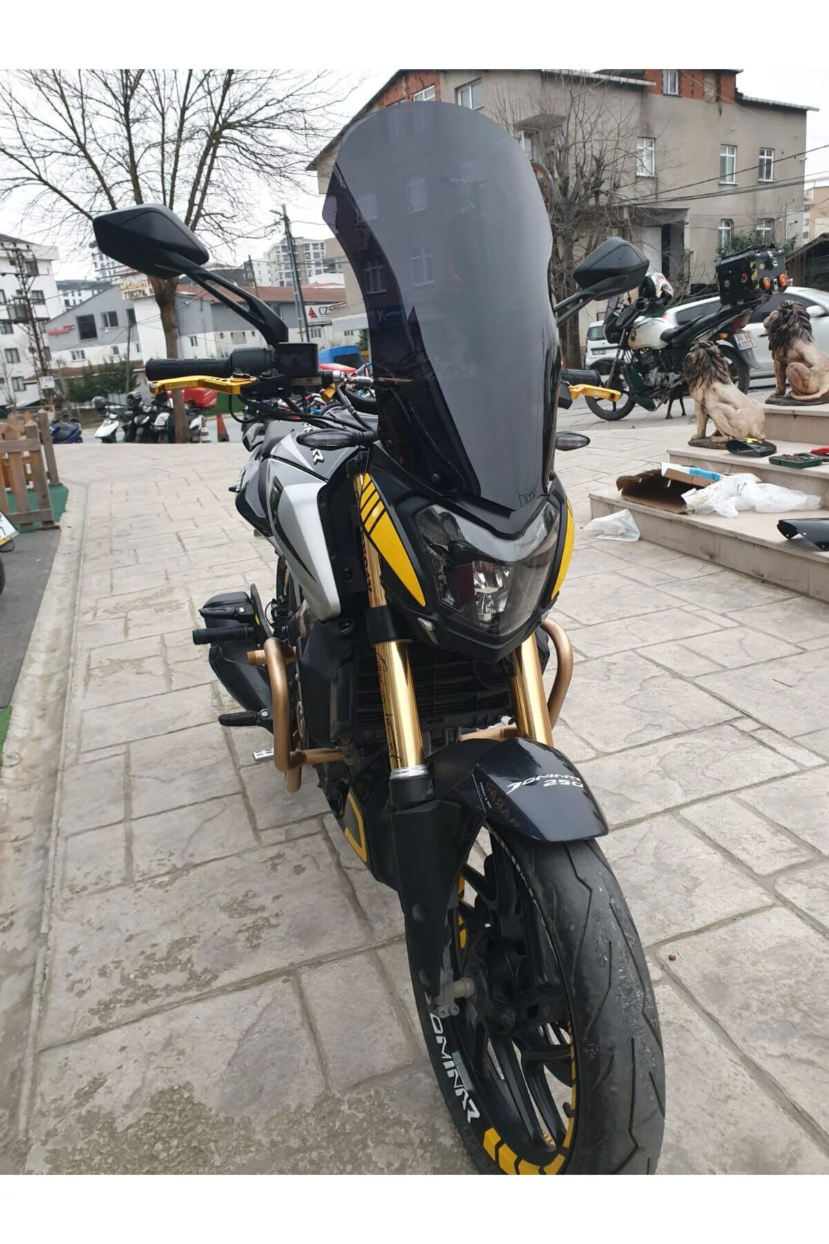 Bajaj Dominar 250 Ön Cam 2017-2026 Model 58cm Siyah Renkli 4mm
