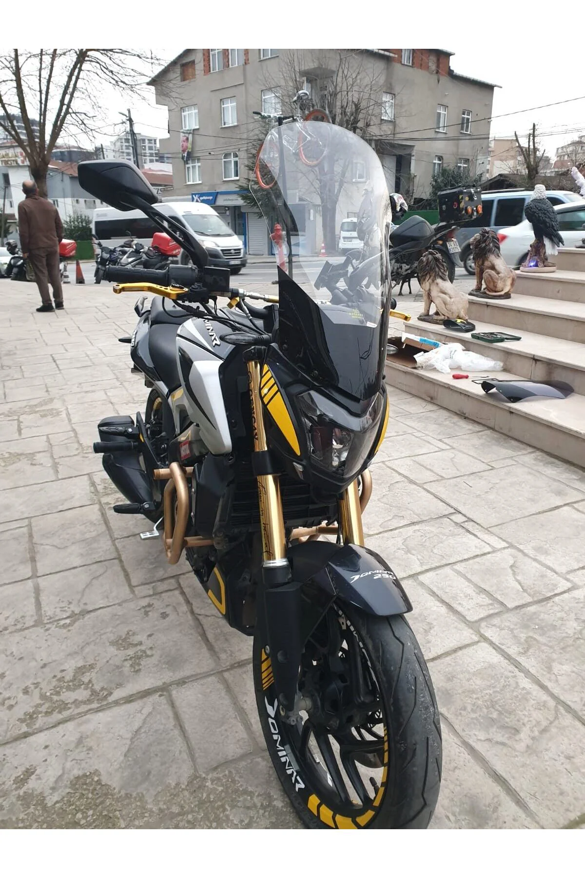 Bajaj Dominar 250 Ön Cam 2017-2026 Model 58cm Şeffaf Renkli 4mm