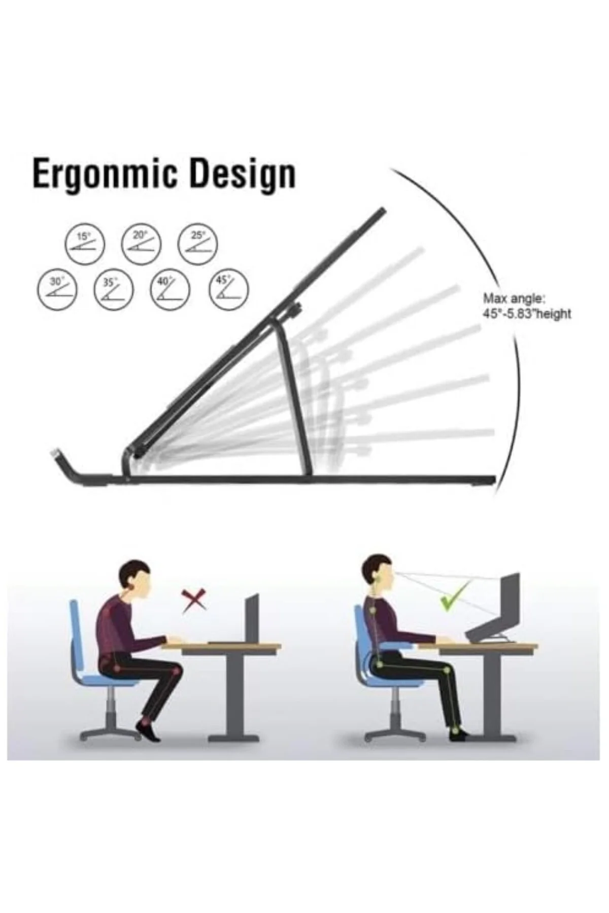 BakGelAl 7 Kademeli Ayarlı Katlanabilir Laptop Tablet Standı Siya