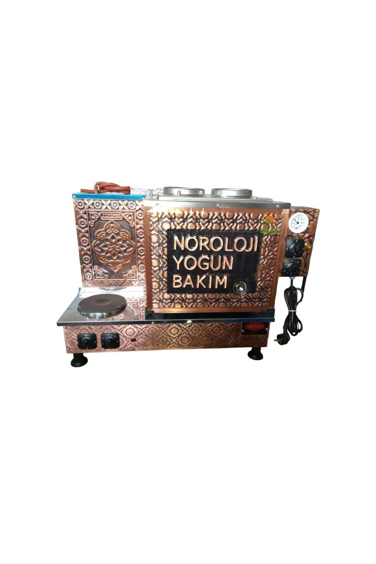 Safir Bakır Çay Kazanı Tam Otomatik 2 Gözlü Ce Gazmerli Doğalgazlı Gaz 