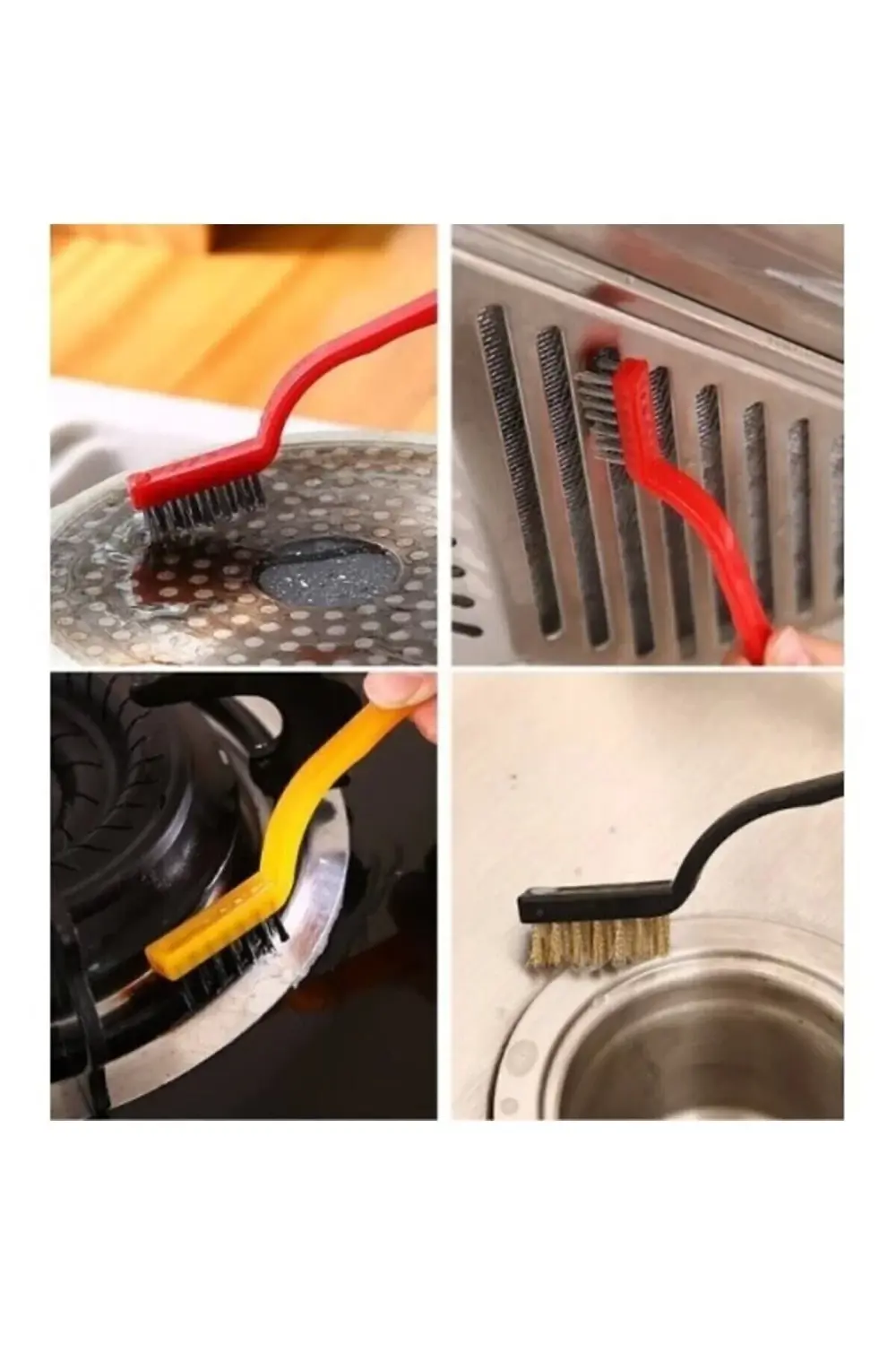 Bakır Demir Ve Sert Plastik 3 Parça Tel Fırça Detaylı Temizlik Se