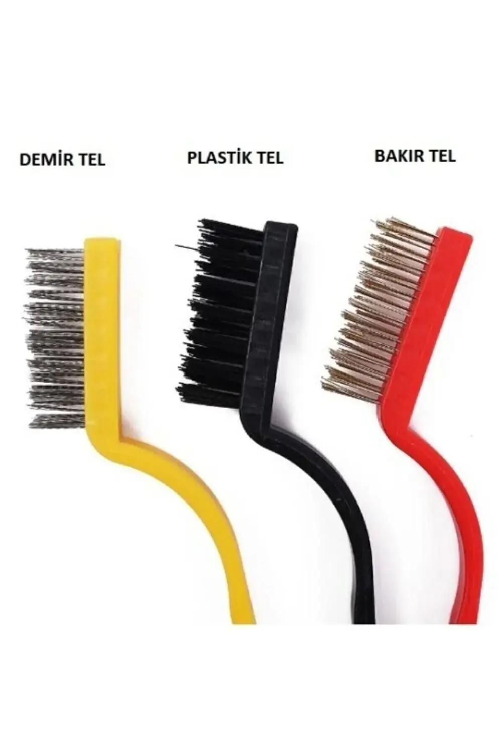 Bakır Demir Ve Sert Plastik 3 Parça Tel Fırça Detaylı Temizlik Se