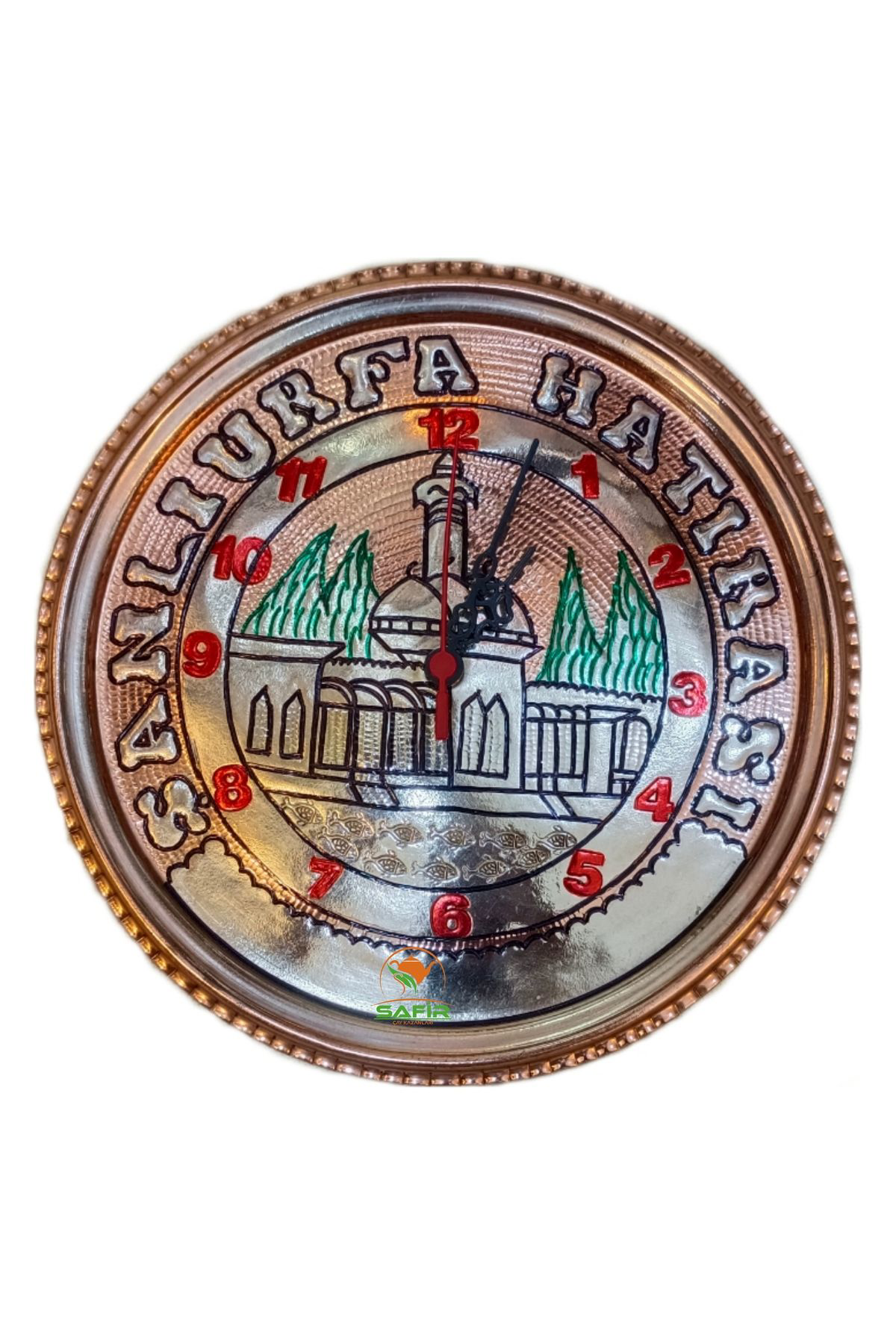 BAKIR DUVAR SAATİ ŞANLIURFA HATIRASI BALIKGÖL MODEL ÖZEL EL İŞÇİL