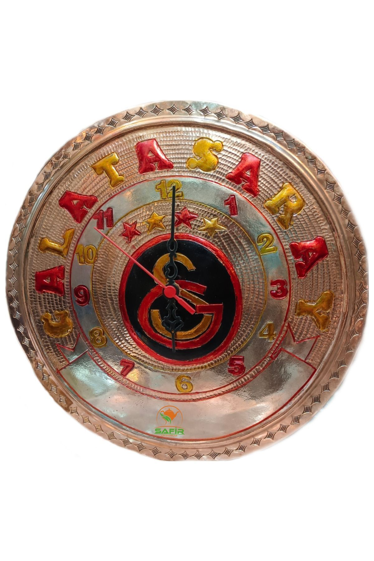 Bakır Duvar Saati GS Duvar Saati Özel el işlemesi Bakır Taraftar 