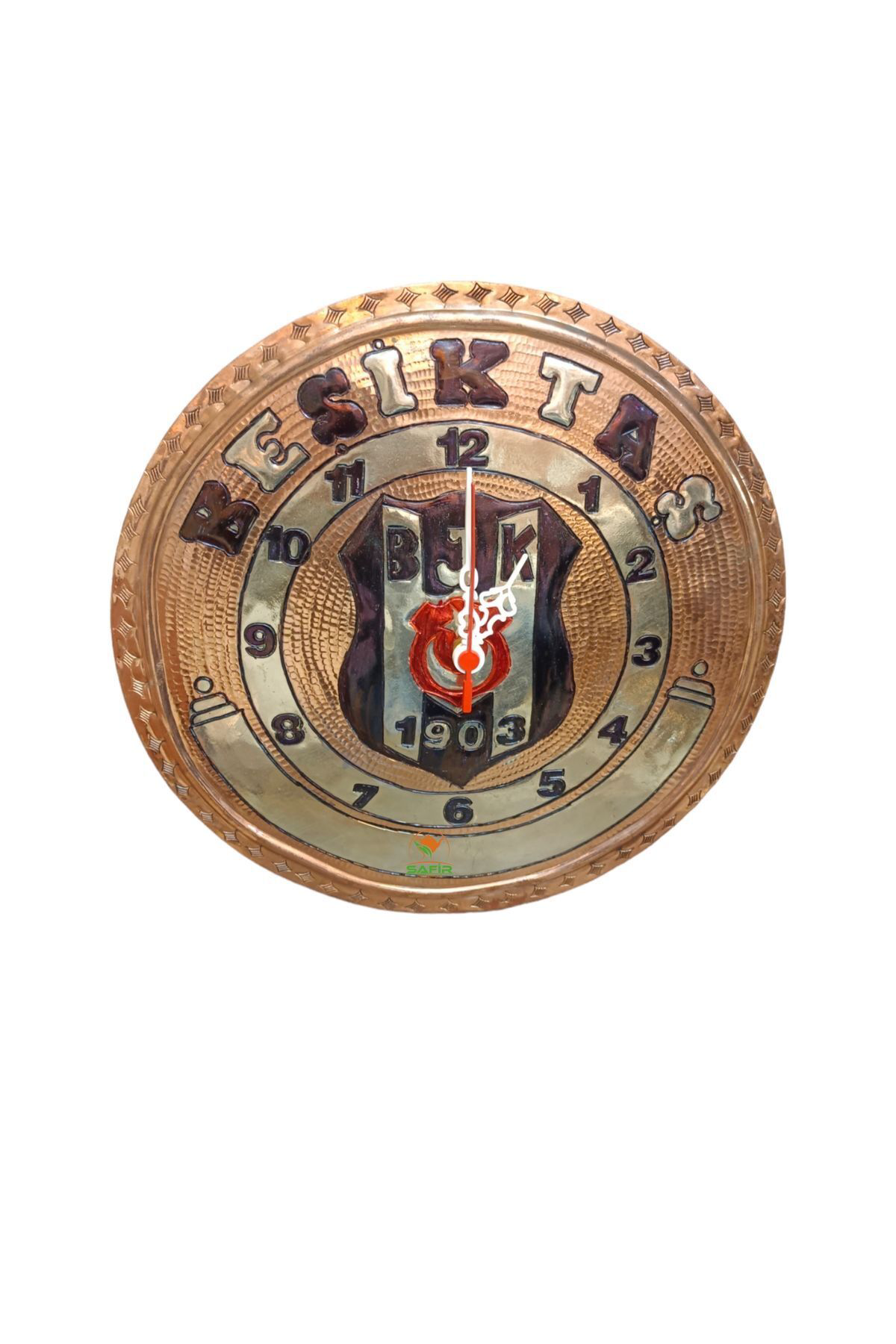 BAKIR DUVAR SAATİ BEŞİKTAŞ DUVAR SAATİ BAKIR ÖZEL EL İŞLEMESİ TAR