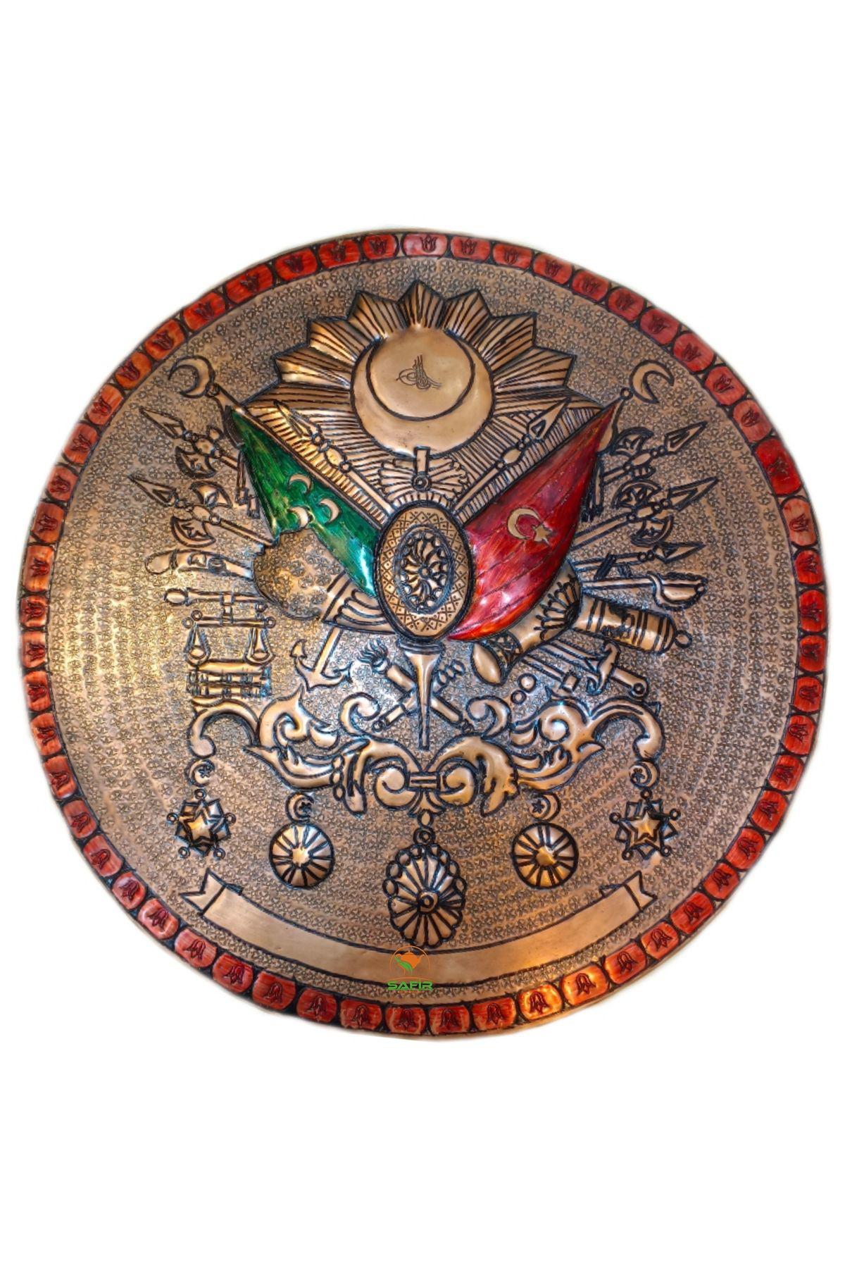 BAKIR DUVAR TABLOSU ÖZEL EL İŞLEMELİ BAKIR TABLOSU 40 CM TUĞRA MO