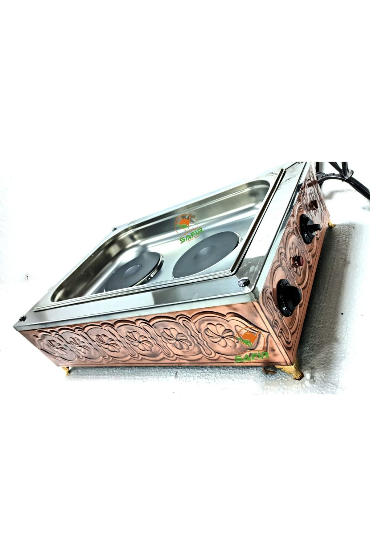 Safir Bakir Kumda Kahve Makinesi Çift Pleytli Büyük Boy 55X33 Cm Kumda 