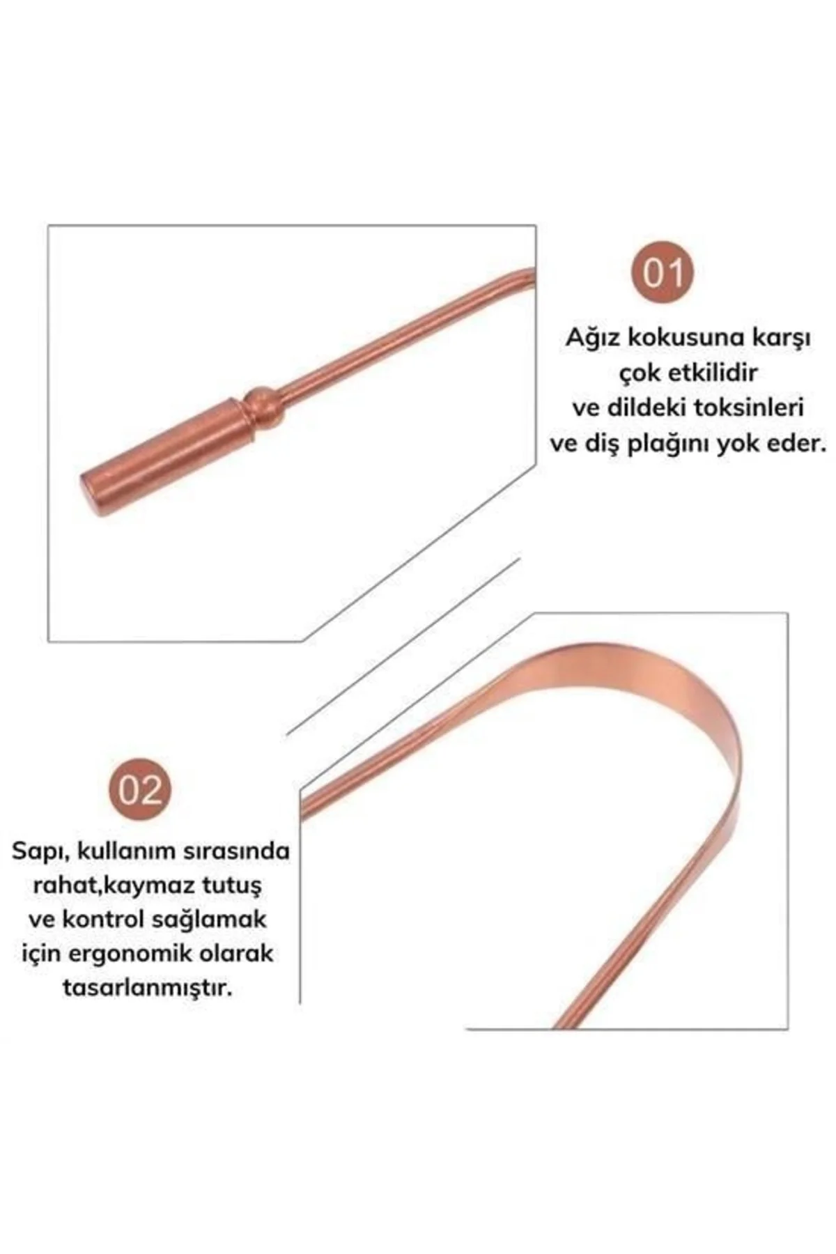 Bakır Oil Pulling Yağ Çekme Dil Plak Temizleme Aleti Dil Fırçası 