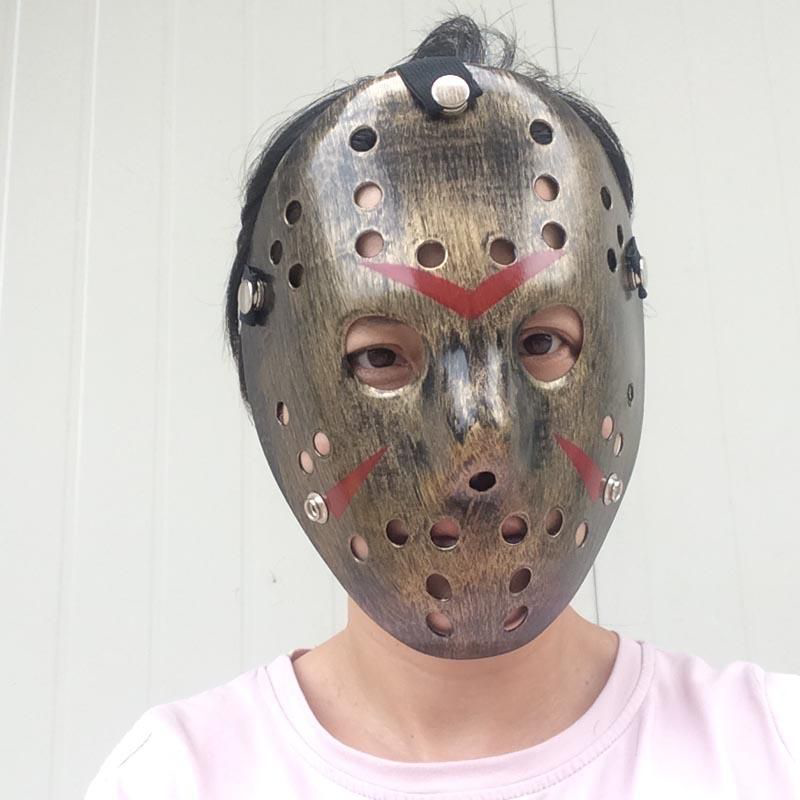 Evimdeyokyok Bakir Renk Kirmizi Çizgili Tam Yüz Hokey Jason Maskesi Hannibal M