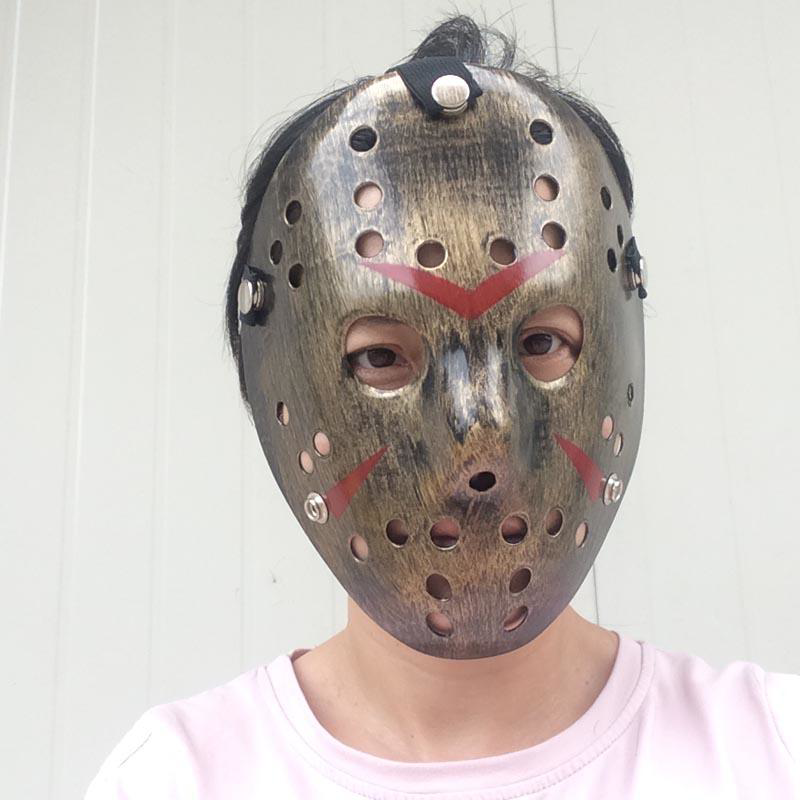 Bakır Renk Kırmızı Çizgili Tam Yüz Hokey Jason Maskesi Hannibal M