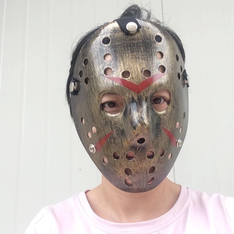 Bakır Renk Kırmızı Çizgili Tam Yüz Hokey Jason Maskesi Hannibal M Bakır Renk Kırmızı Çizgili Tam Yüz Hokey Jason Maskesi Hannibal M