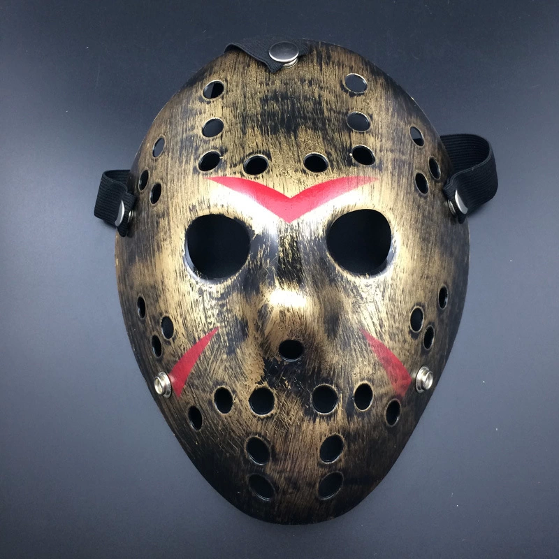 Bakır Renk Kırmızı Çizgili Tam Yüz Hokey Jason Maskesi Hannibal M Bakır Renk Kırmızı Çizgili Tam Yüz Hokey Jason Maskesi Hannibal M