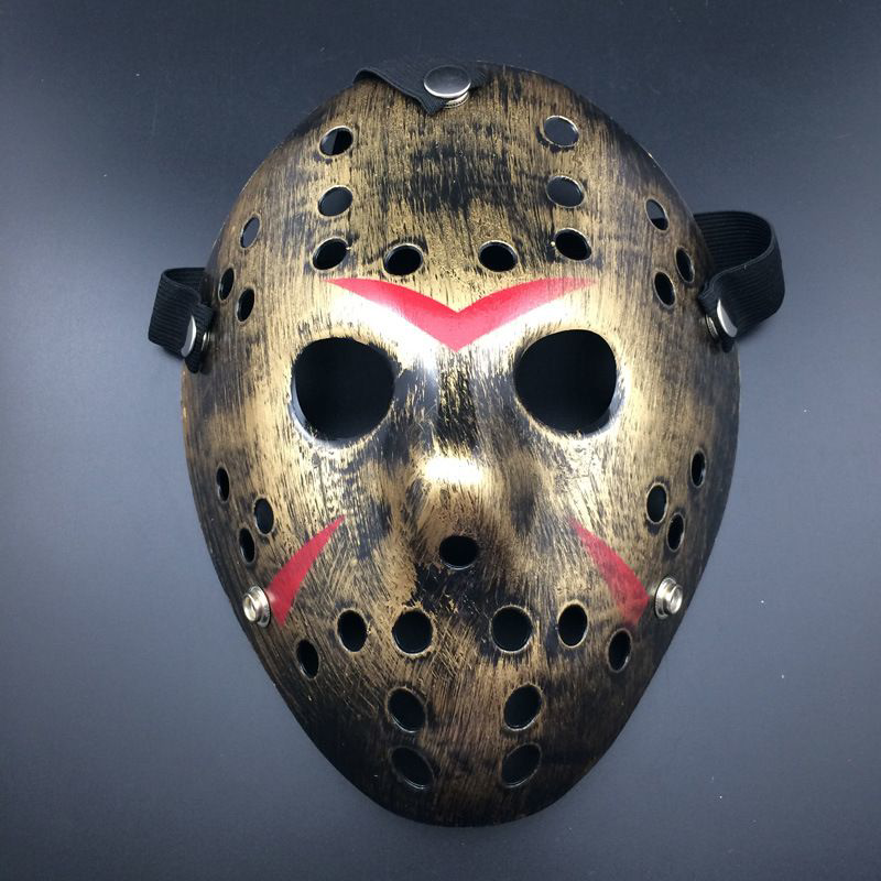 Bakır Renk Kırmızı Çizgili Tam Yüz Hokey Jason Maskesi Hannibal M Bakır Renk Kırmızı Çizgili Tam Yüz Hokey Jason Maskesi Hannibal M