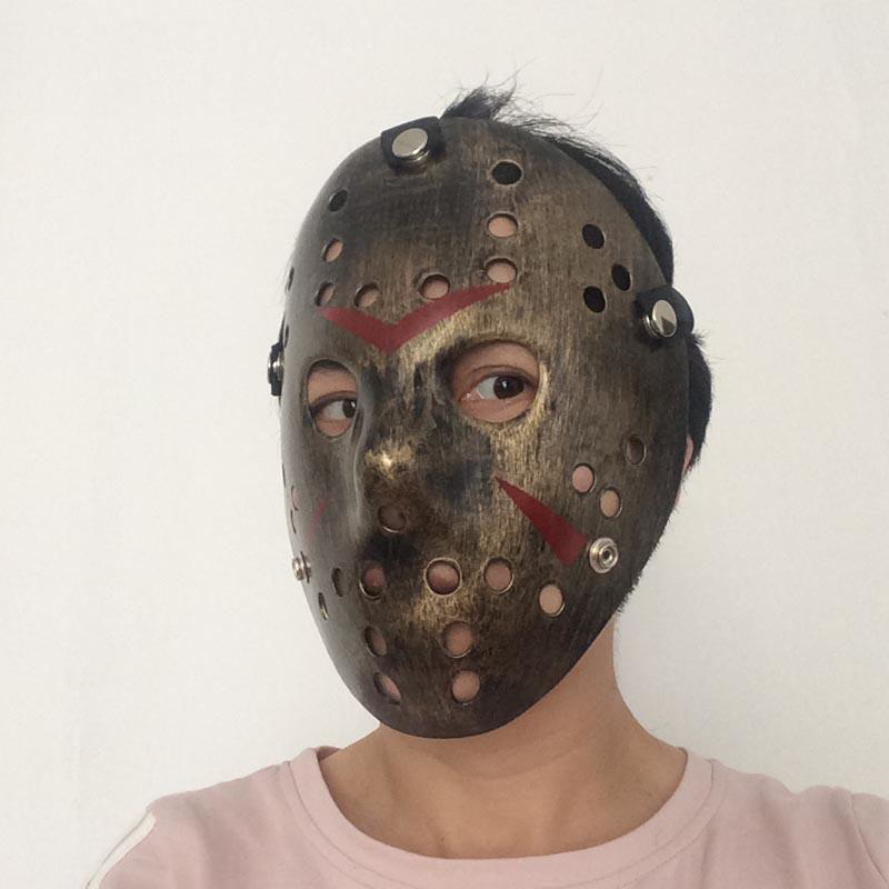 Bakır Renk Kırmızı Çizgili Tam Yüz Hokey Jason Maskesi Hannibal M Bakır Renk Kırmızı Çizgili Tam Yüz Hokey Jason Maskesi Hannibal M