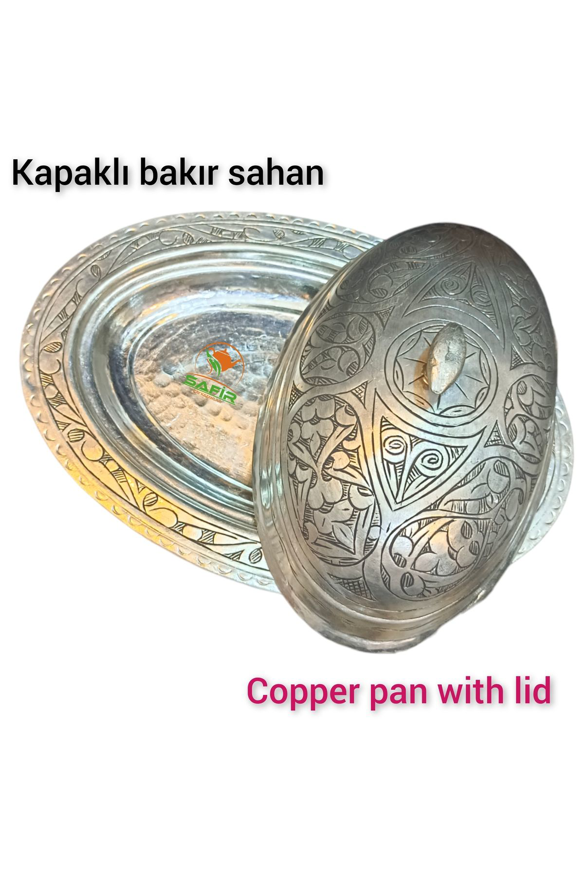 Safir Bakır Sahan , Bakır Kapaklı Sunum Sahanı , Beyaz Kalaylı Bakır Sa