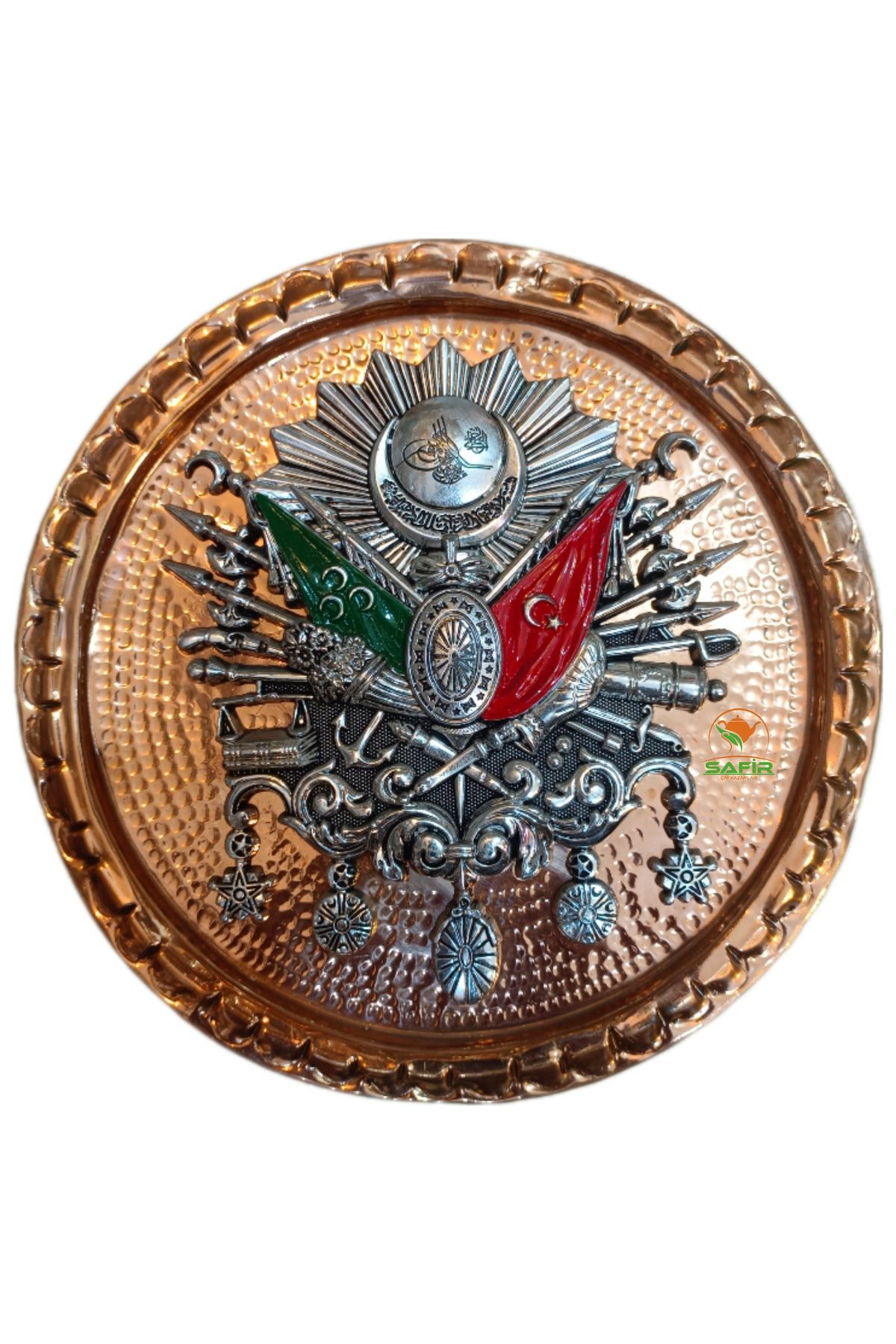 BAKIR TABLO OSMANLI TUĞRASI ARMASI BAKIR DUVAR TABLOSU 30 CM EBAT