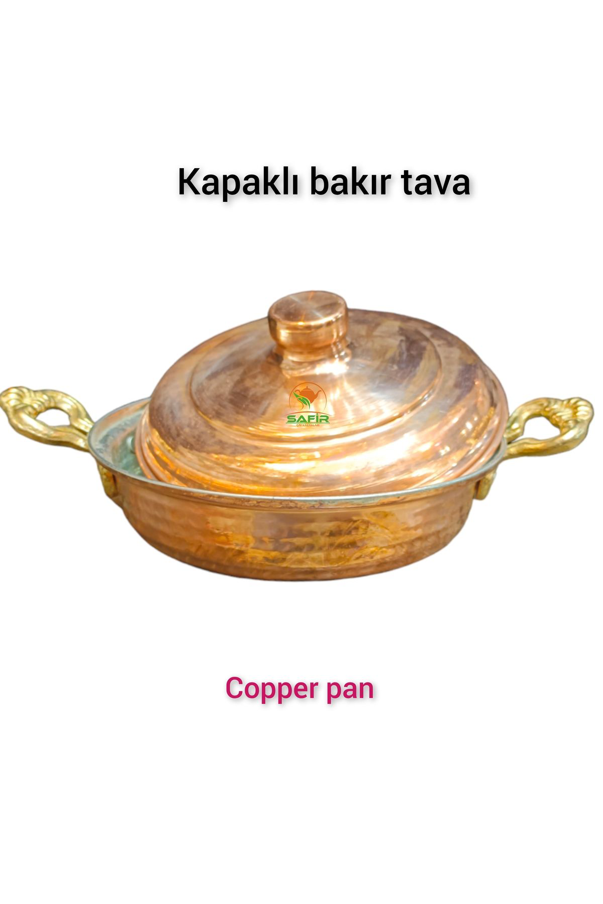 Safir Bakır Tava Kapaklı Tava Orta Boy 20 Cm Tava A Kalite Kapaklı Bakı