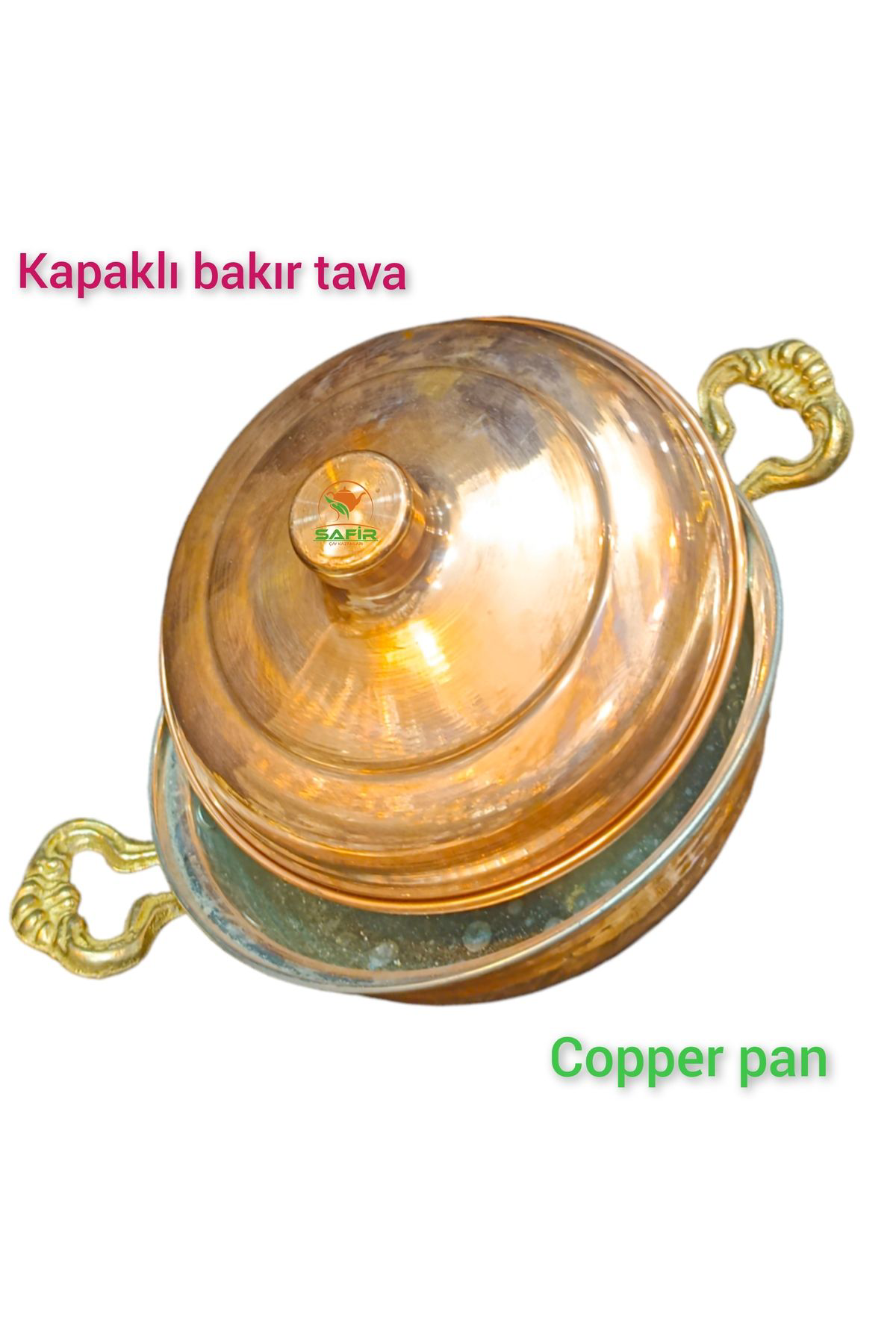 Safir Bakır Tava Kapaklı Tava Orta Boy 20 Cm Tava A Kalite Kapaklı Bakı
