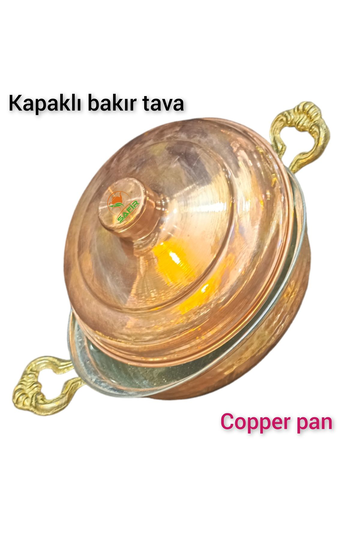 Safir Bakır Tava Kapaklı Tava Orta Boy 20 Cm Tava A Kalite Kapaklı Bakı