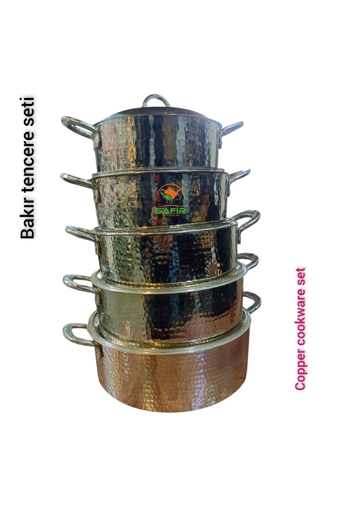 Bakır Tencere Seti Özel Dövme Bakır Beşli Tencere Takımı Bakır Te