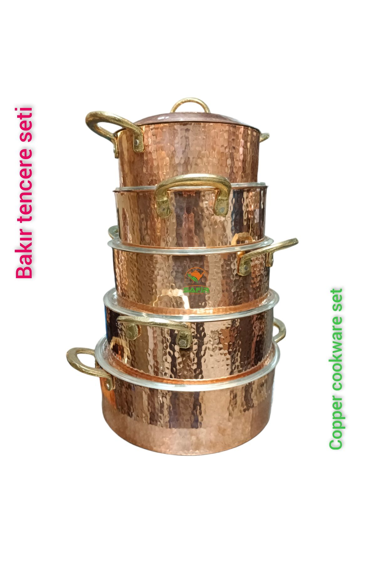 Bakır Tencere Seti Özel Dövme Bakır Beşli Tencere Takımı Bakır Te