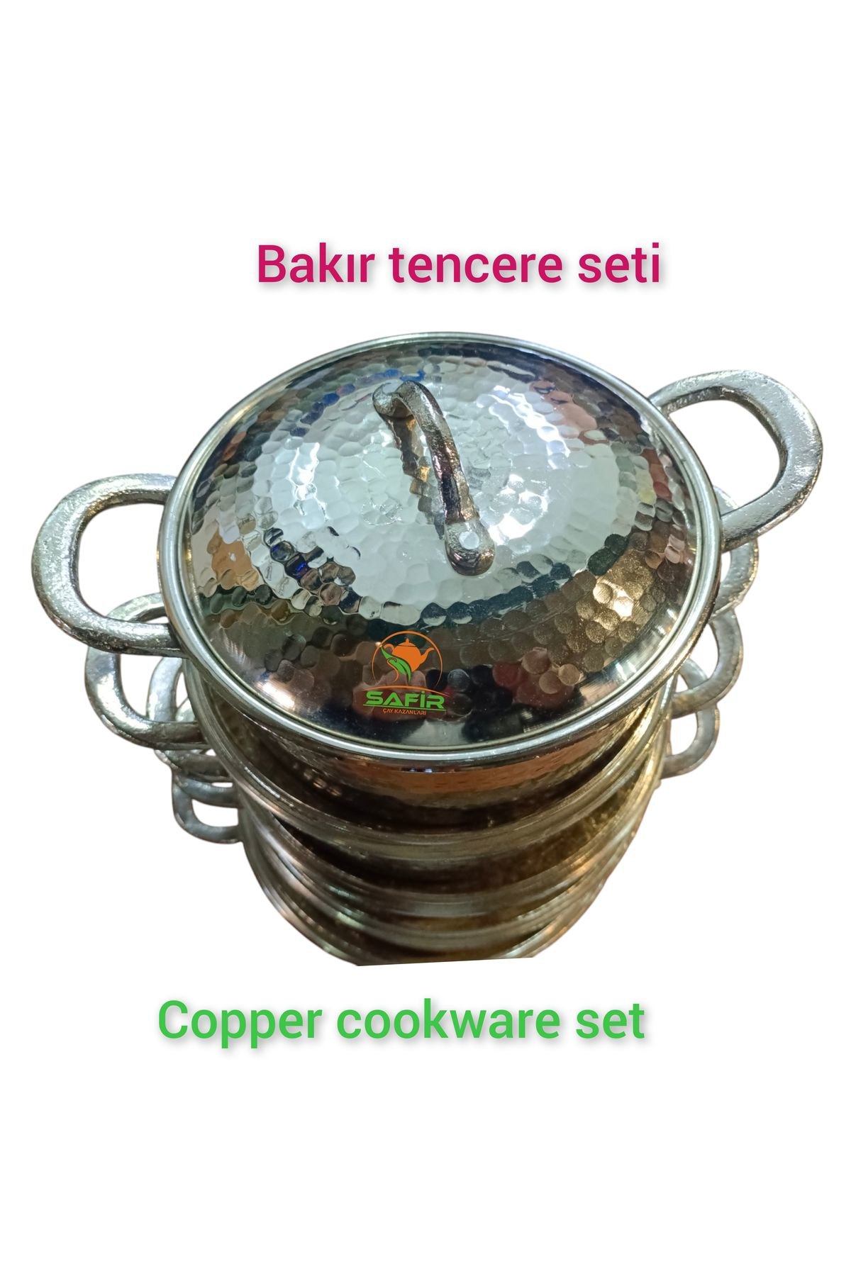 Bakır Tencere Seti Özel Dövme Bakır Beşli Tencere Takımı Bakır Te