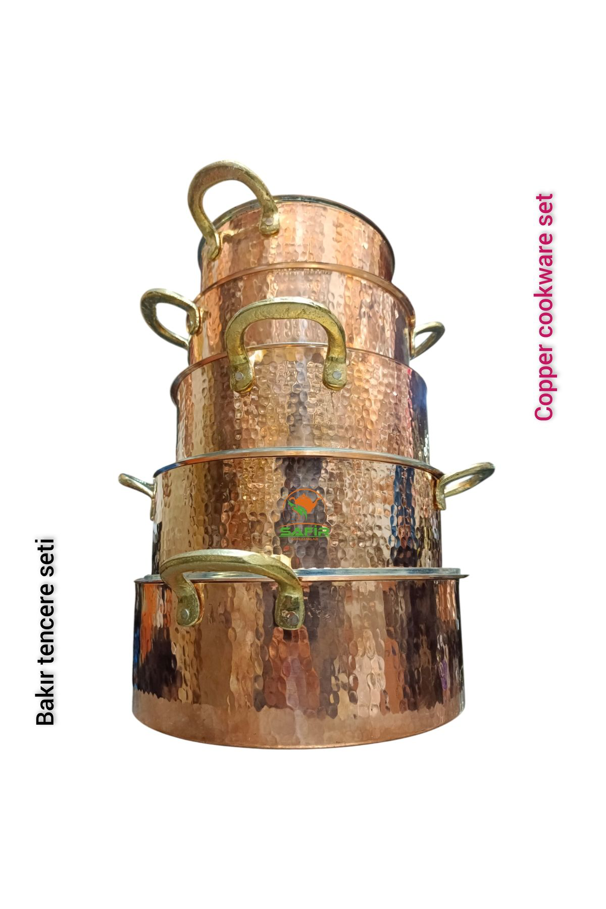 Bakır Tencere Seti Özel Dövme Bakır Beşli Tencere Takımı Bakır Te