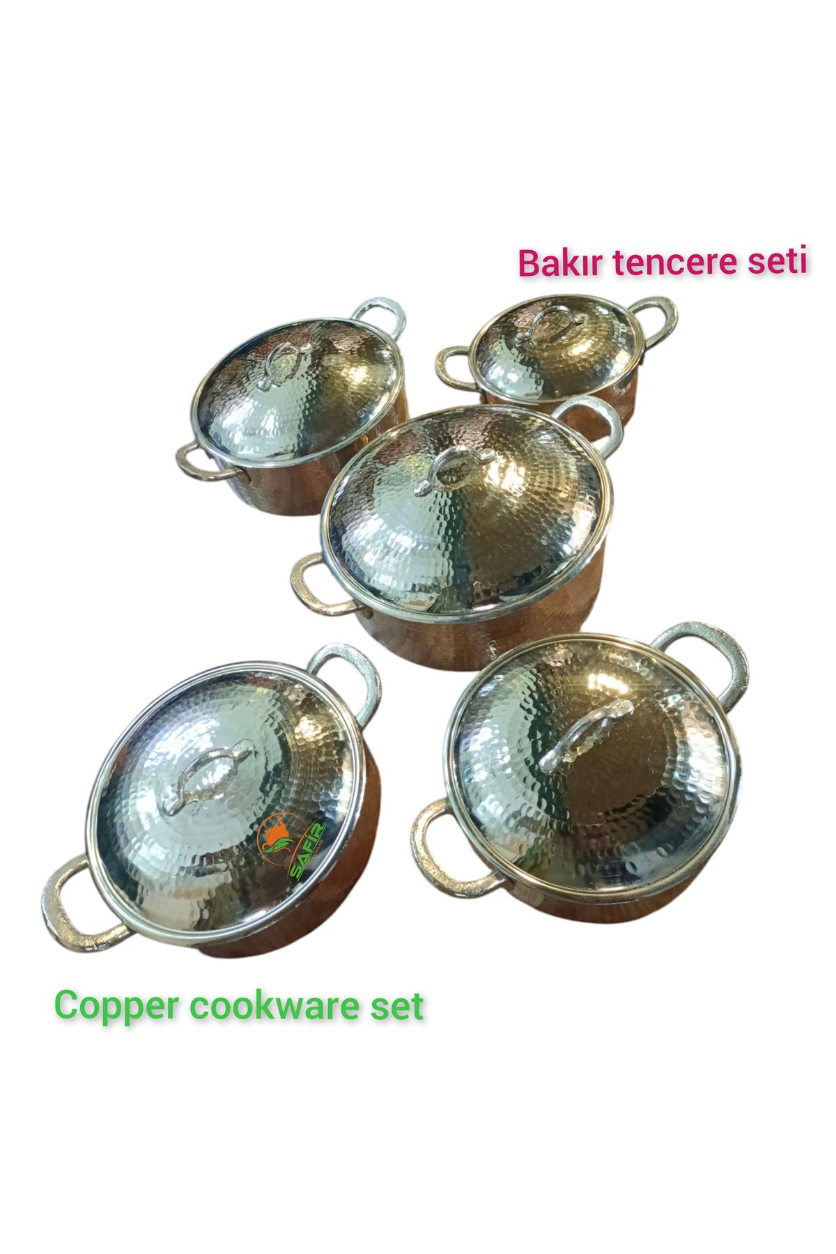 Bakır Tencere Seti Özel Dövme Bakır Beşli Tencere Takımı Bakır Te