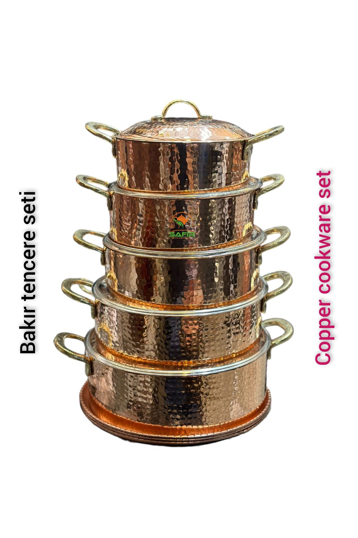 Bakır Tencere Seti Özel Dövme Bakır Beşli Tencere Takımı Bakır Te