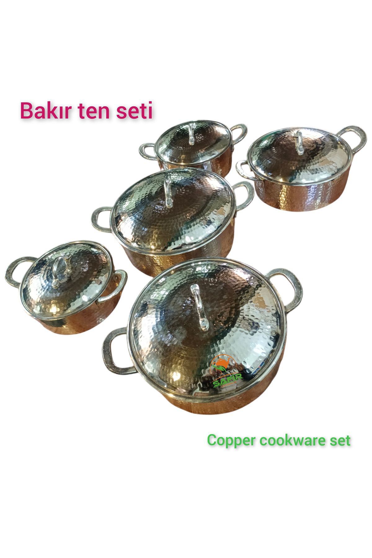 Bakır Tencere Seti Özel Dövme Bakır Beşli Tencere Takımı Bakır Te