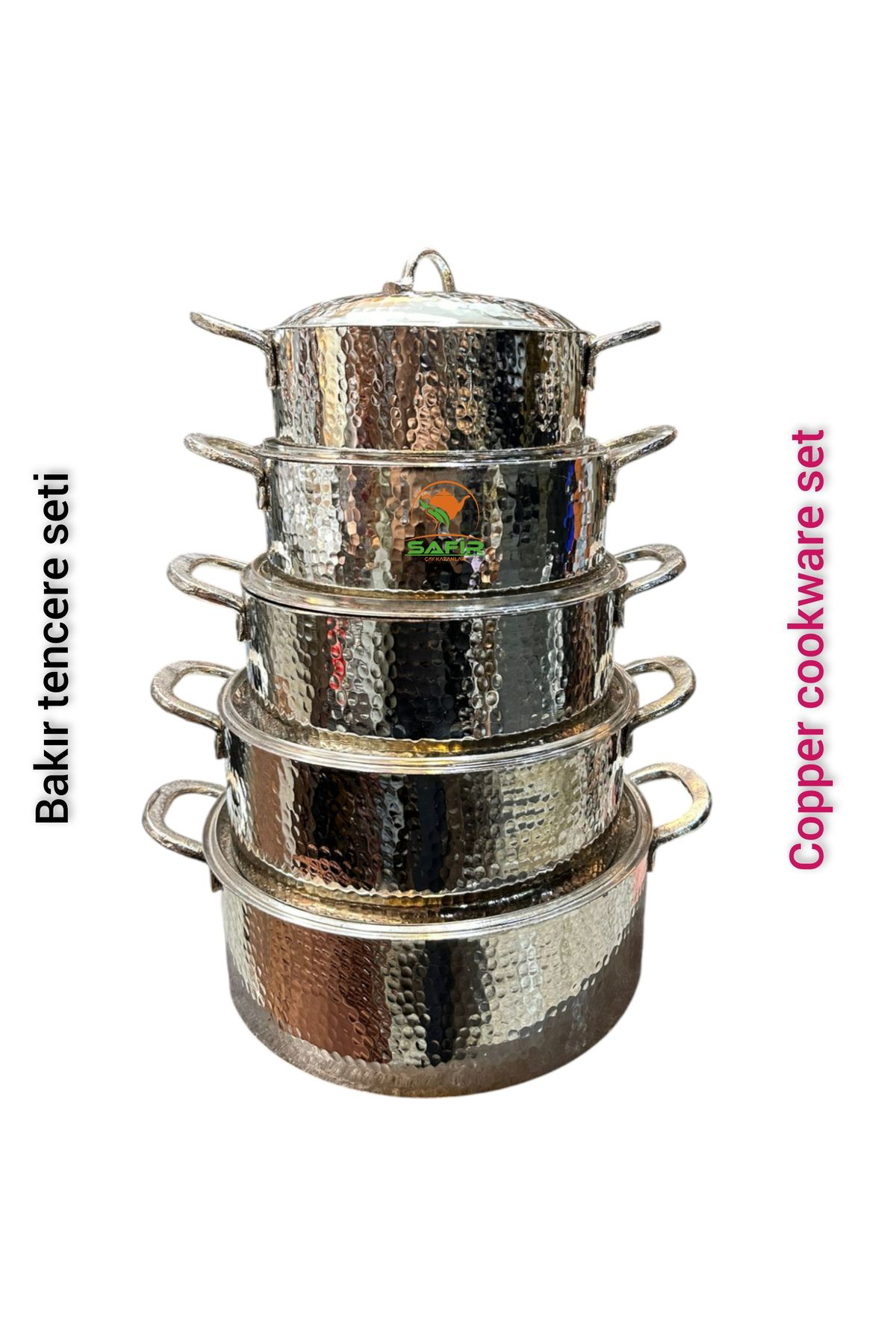 Bakır Tencere Seti Özel Dövme Bakır Beşli Tencere Takımı Bakır Te