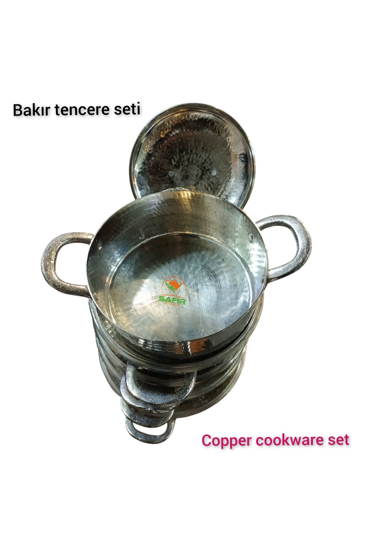 Bakır Tencere Seti Özel Dövme Bakır Beşli Tencere Takımı Bakır Te