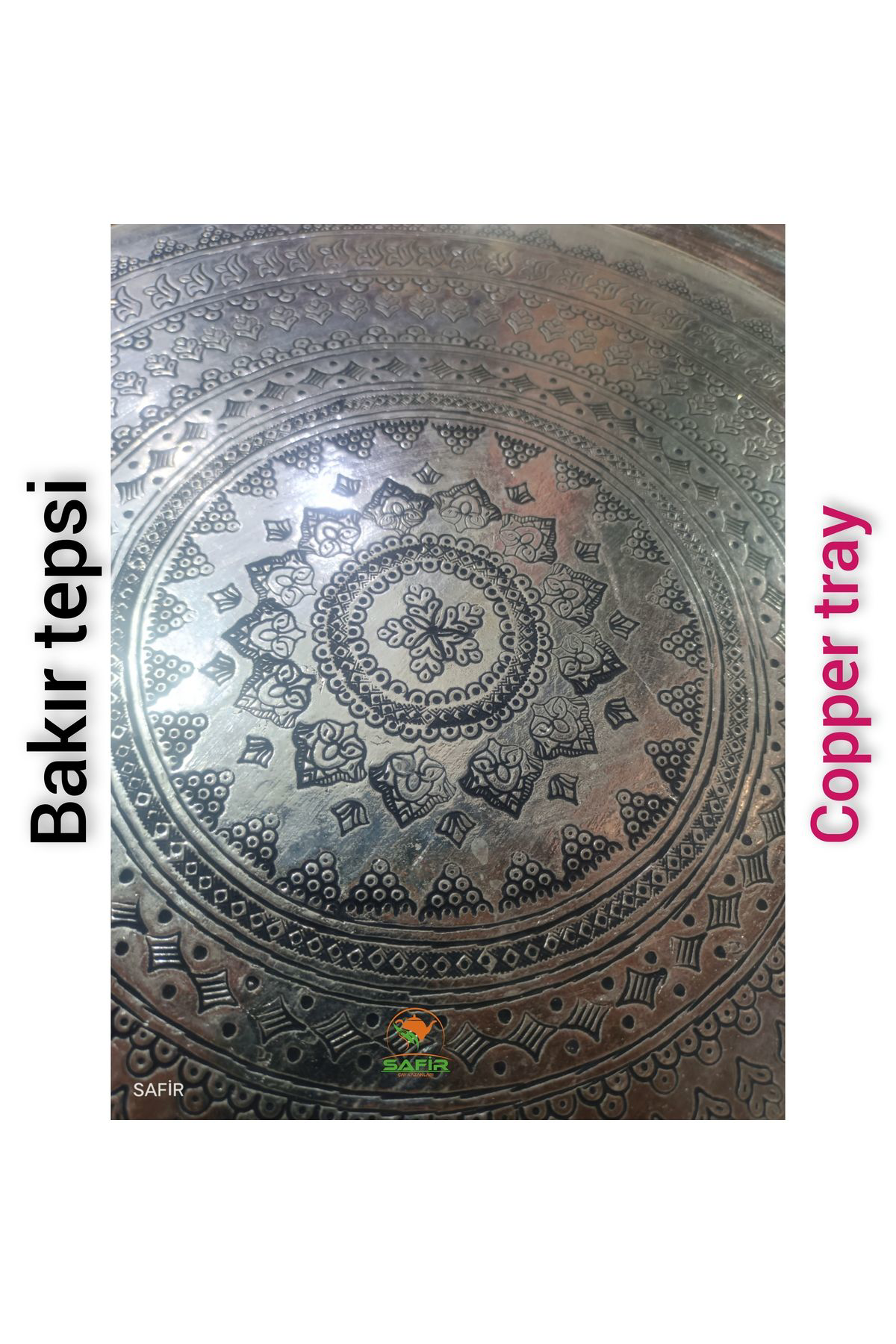 Bakır Tepsi Dövme Tepsi Özel el işlemesi Bakır Tepsi 40 cm ebatlı