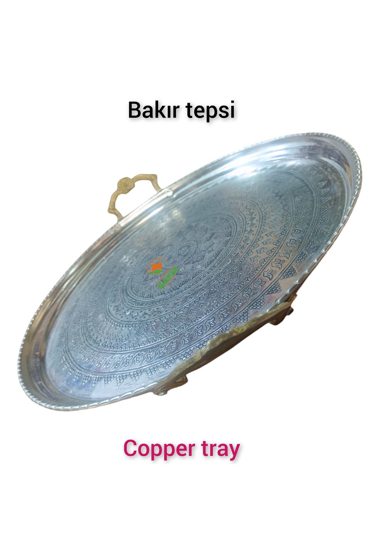 Bakır Tepsi Dövme Tepsi Özel el işlemesi Bakır Tepsi 40 cm ebatlı