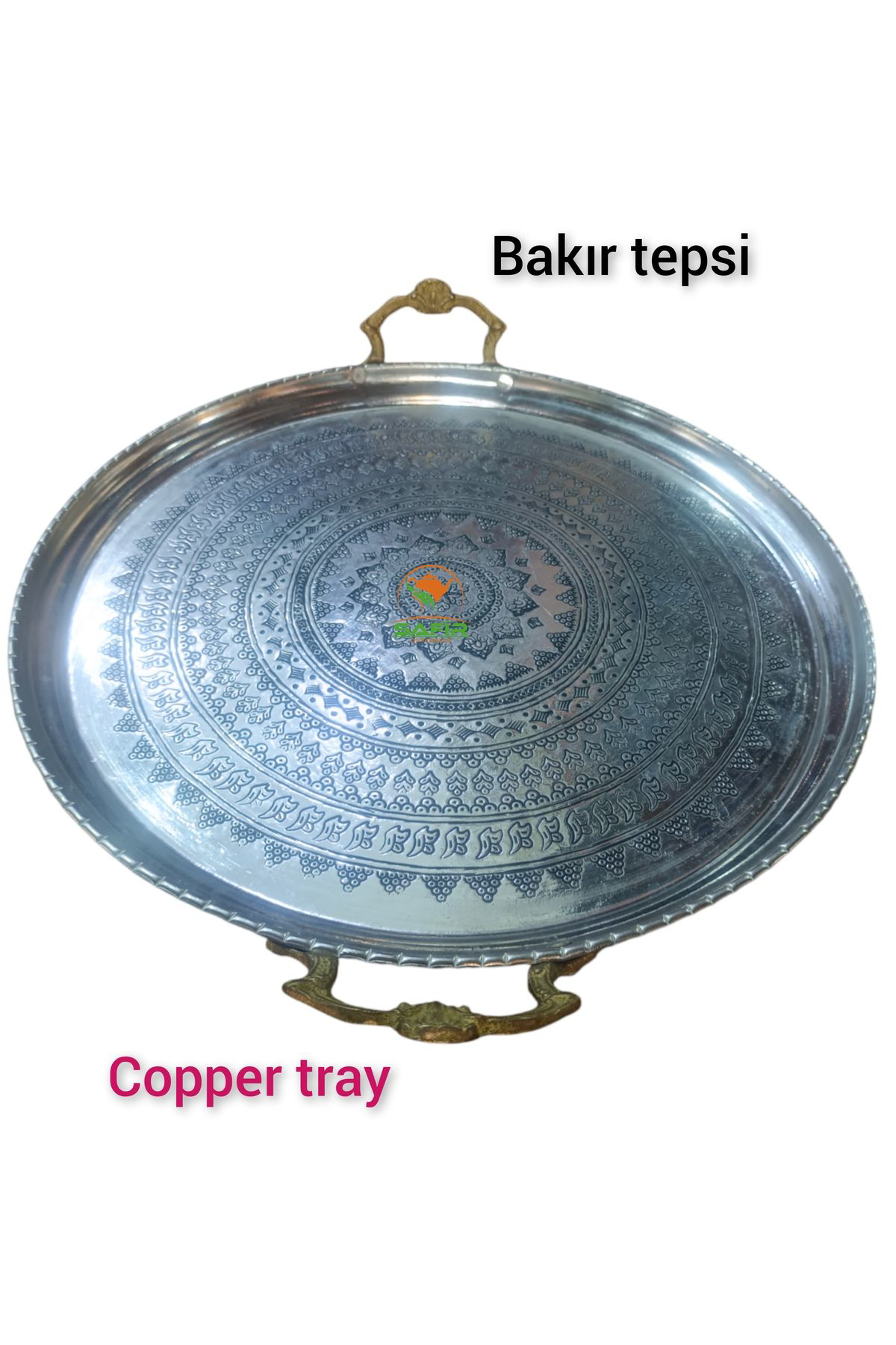 Bakır Tepsi Dövme Tepsi Özel el işlemesi Bakır Tepsi 40 cm ebatlı