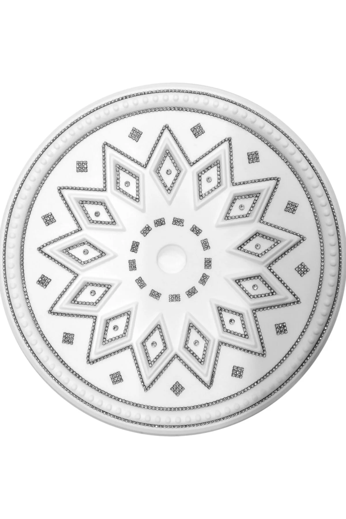 Baklava Desenli Stropiyer Taşlı Tavan Lamba Göbeği -50 Cm-siyah R