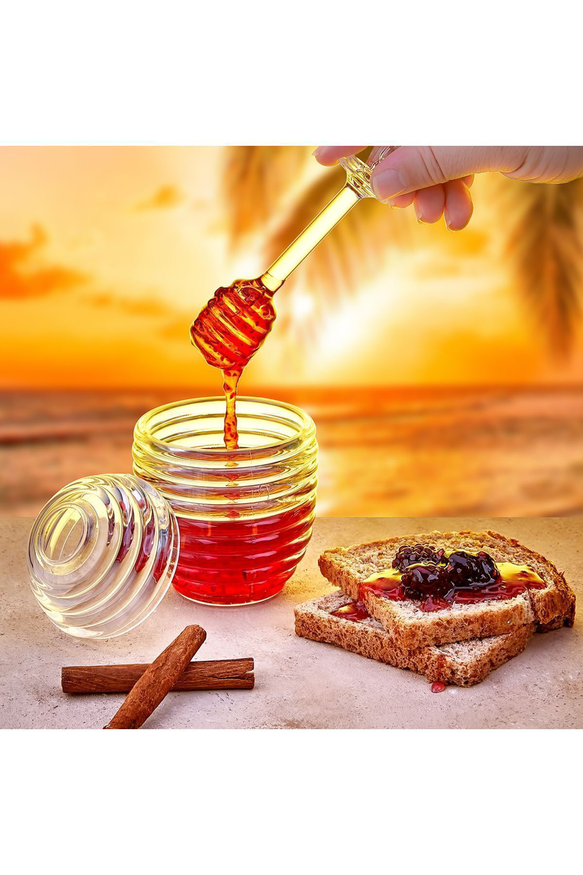 Ferah Plastik Bal Kavanozu Kaşikli - Plastik Kaşikli Bal Kavanozu Pratik