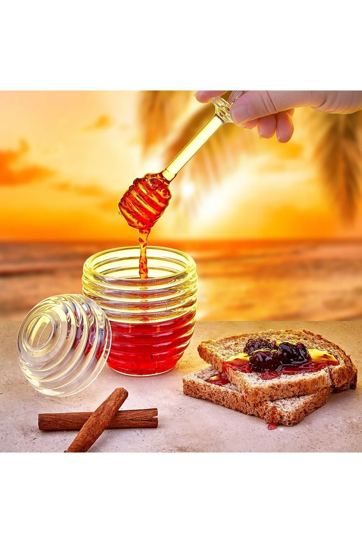 Bal Kavanozu Kaşıklı - Plastik Kaşıklı Bal Kavanozu Pratik
