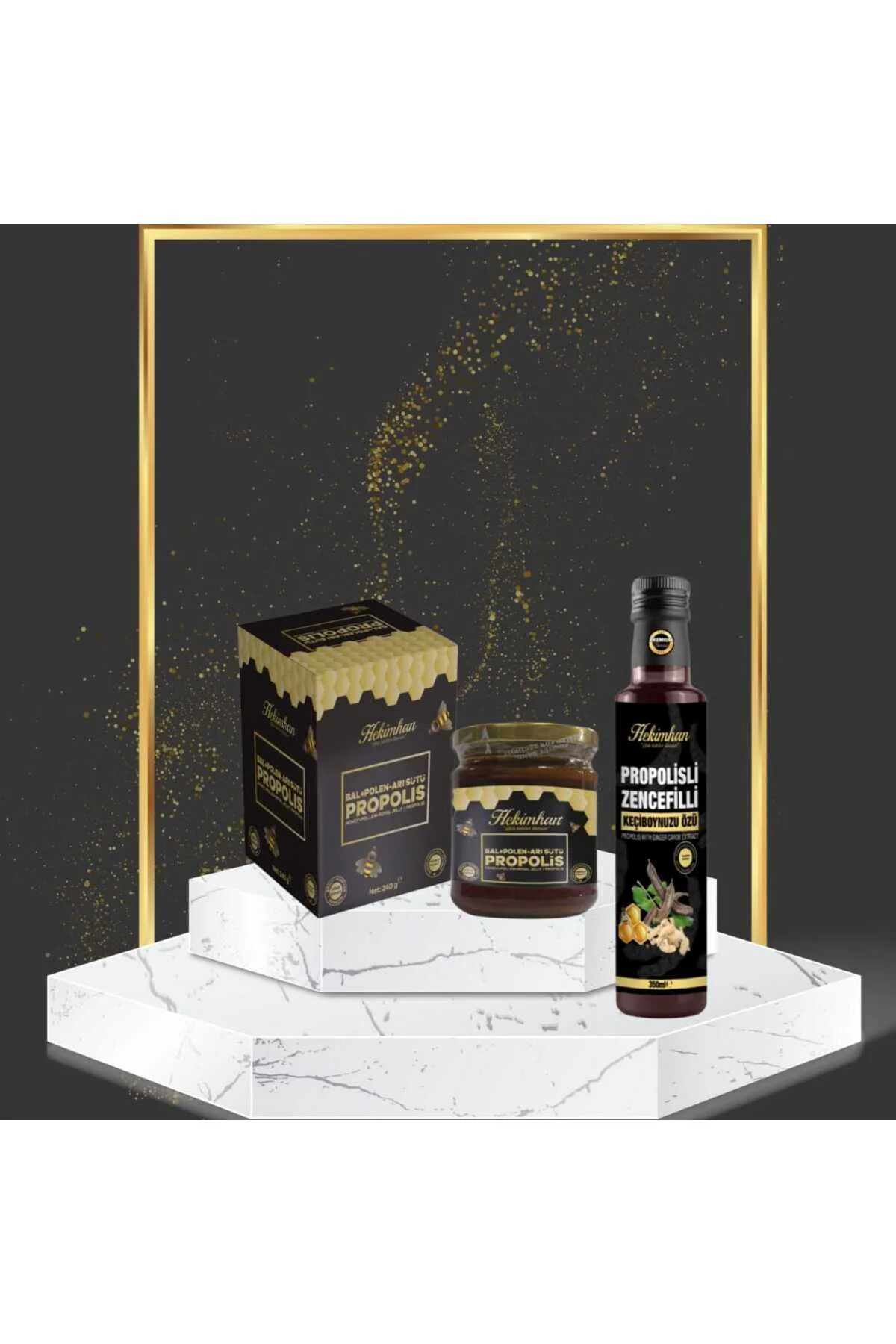 Bal Polen Arı Sütü Propolis 240 gr Propolisli Zencefilli Keçiboyn