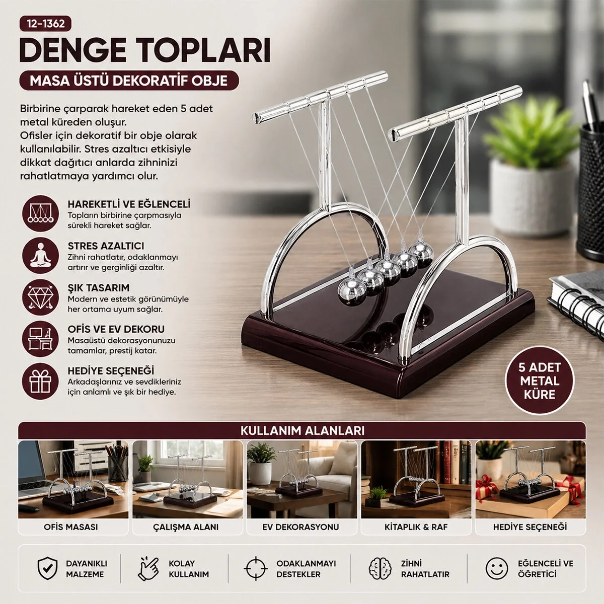 Balance Balls Büyük Newton - Metal Denge Topları Masa Üstü Bx40 Fiyatı, Yorumları ve Özellikleri